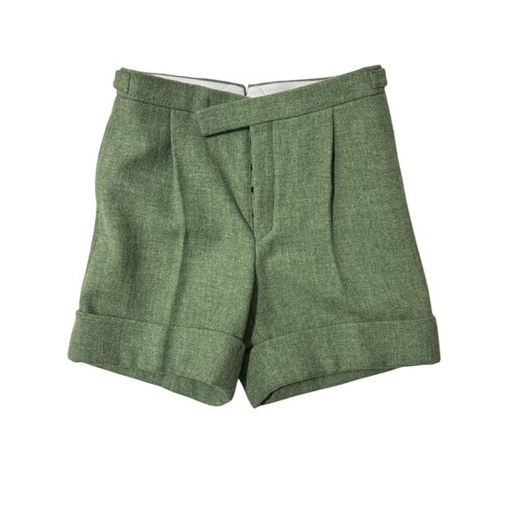 Thom Browne Green Wool Pleated Cuffed Shorts (Size 2) - Picture 1 of 9